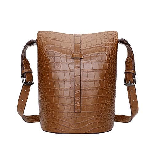 Crocodile Bucket Bag Mother Bag Wild Messenger Bag Crocodile Pattern Leather Handbag