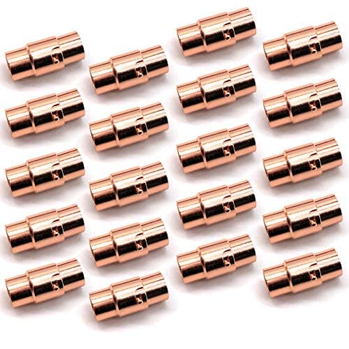 REKYO 20PCS Rosegold Cord End Cap Clasp for Jewellery, Necklace Bracelet Magnetic Clasps for Jewellery Making (Rose Gold 8)
