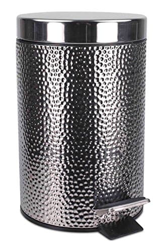 Home Basics NEW Stainless Steel Hammered Waste Bin Trash Garbage Can - WB41272