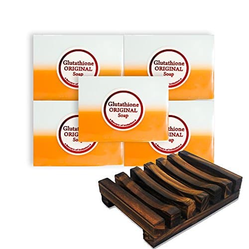 Glutathione Soap. Kojic Acid Soap + Glutathione Whitening Soap (5pack) with Best Selling Soap Dish