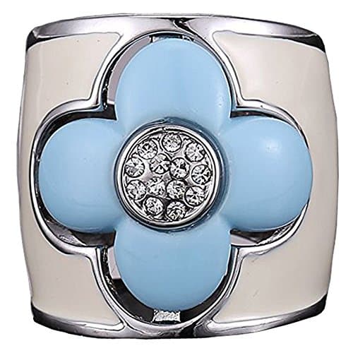 Claire Jin Four-leaf Clovers Ring Big Statement Rings for Women Platinum Plated Acrylic Jewelry (8)