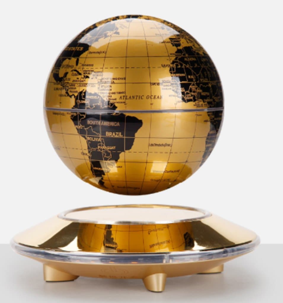 HNT 6" Gold-yellow Fascinations Magnetic Floating Levitating Globe with LED Light