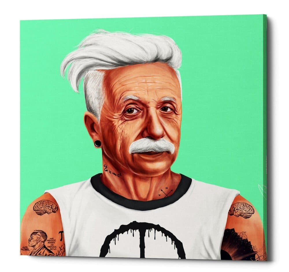 Epic Graffiti Albert Einstein Gisele Canvas Wall Art by Shimon Illustrations, 12" x 12", Green