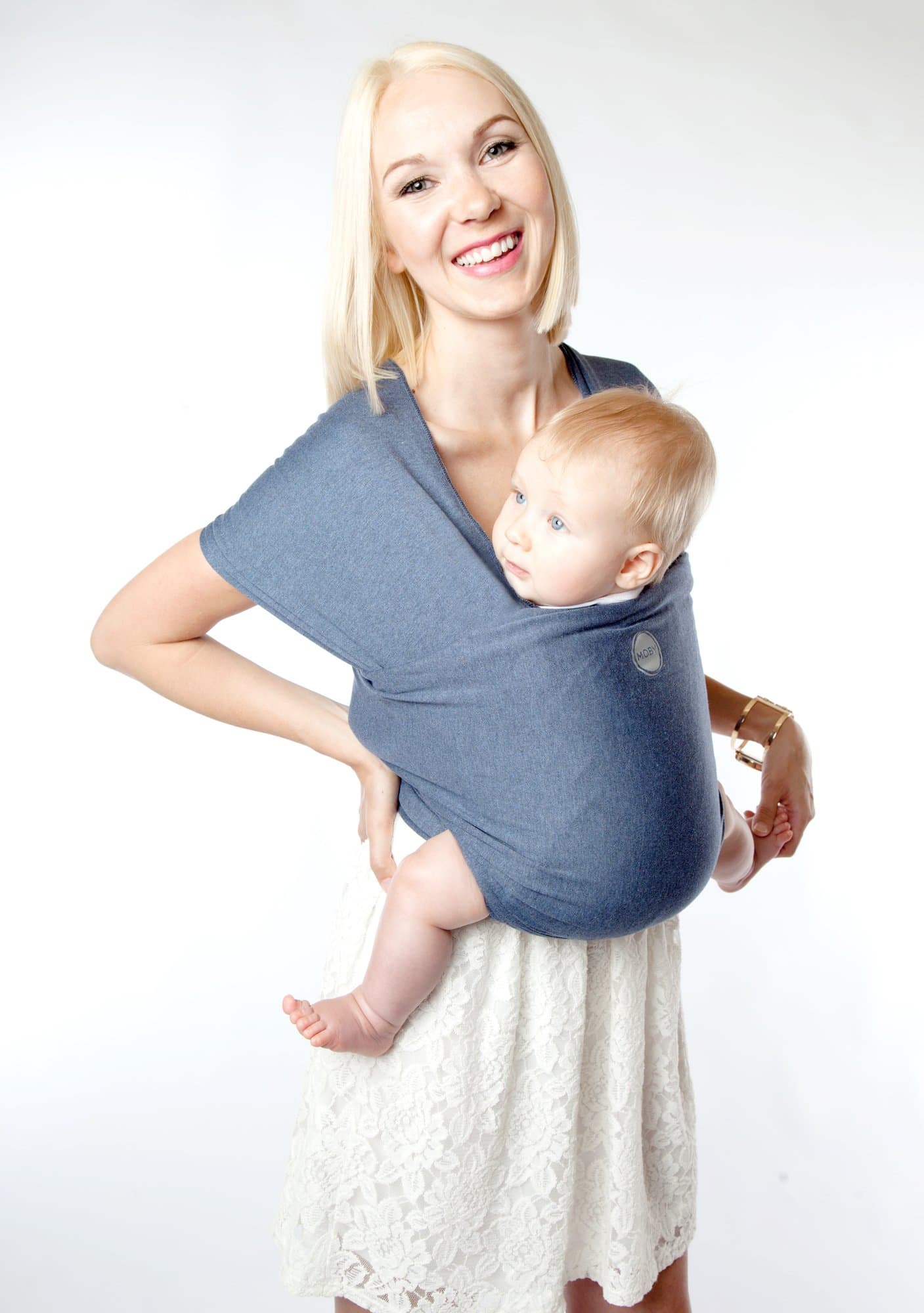 Moby Wrap Baby Carrier | Evolution | Baby Wrap Carrier for Newborns & Infants | #1 Baby Wrap | Baby Gift | Keeps Baby Safe & Secure | Adjustable for All Body Types | Perfect for Mom & Dad | Denim