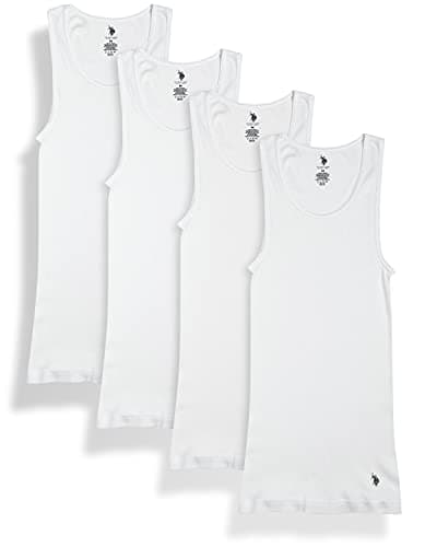 U.S. Polo Assn. Men's Undershirt - Classic Ribbed Tank Top (4 Pack)