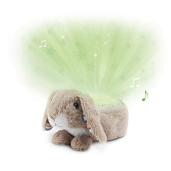 Soothing Starlight Nightlight Toy Projector - Soft Plush Animal with Starry Projections, Soft Musical Lullabies, Color Changing, Cry Sensor, Auto-Off, Battery Operated - Ruby The Rabbit by Zazu Kids