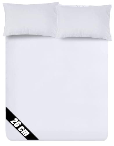 Sunshine Comforts Microfiber Fitted Sheets Super King Size Breathable, Anti Wrinkle 26cm Deep Pocket Bed Sheets White Bedding & Linen 183 X 200 CM Super King Fitted Sheet