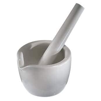 60316 Porcelain Ceramic Chemical and Heat Resistant Mortar with Pouring Lip, 145mL Capacity