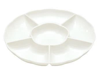 1 X White Plastic Compartment Serving Tray 12-inch