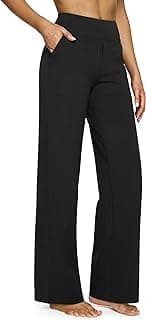 Petite Wide Leg Pants for Women Yoga Dress Pants with Pockets Straight Leg Sweatpants Stretch Business Casual Work Pants (Black,XL)