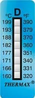 Irreversible Temperature label 8 level strips, Range: 160 Deg C to 199 Deg C, THE08S-D