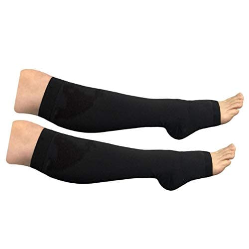 HealthyNees Big Tall Plus Size Wide Calf & Extra Wide 20-30 mmHg Open Toe Medical Compression Leg Swelling Circulation Men Women Socks (Black, Big Calf 3XL)