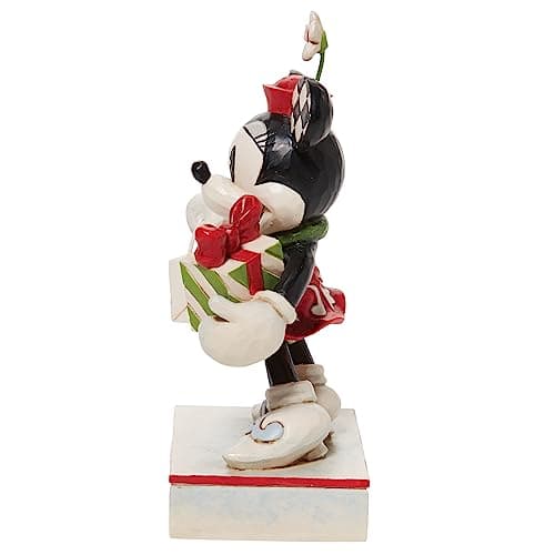 Enesco Jim Shore Disney Traditions Minnie Mouse Christmas Shopping Figurine, 5.25 Inch, Multicolor