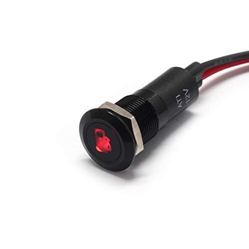 PLB12MS 12mm 1/2" 12V LED Metal Signal Indicator Pilot Dash Light (Low Fuel)