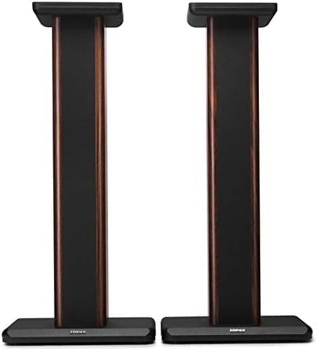 Edifier S2000MKIII Floor Speakers Stands, Heavy Duty 25.7 Inch Hollowed Speaker Supports, Floorstanding Wood Grain Audio Stand for Home Theater, Easy Assembly - Brown (Pair)