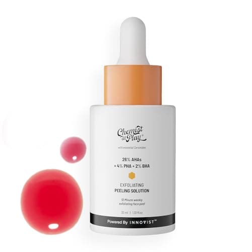 Chemist at Play 26% AHA 2% BHA 4% PHA Peeling Solution | Chemical Exfoliator For Face | Glycolic Acid (AHA), Salicylic Acid (BHA), Lactobinoic Acid (PHA) | Tan Off 10-Minute Peel 1 fl oz.