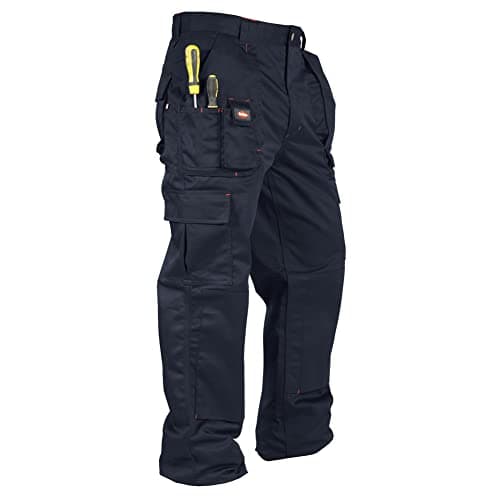 Lee Cooper Men's Workwear Multi Pocket Safety Pants Heavy Duty Knee Pad Pockets Work Cargo Trousers