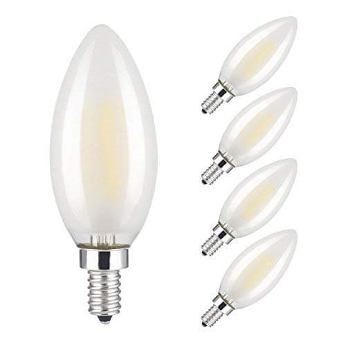 LANSONTECH 6-Watt Frosted LED Filament Candelabra Light Bulb, Dimmable, Warm White 2700K, 60-Watt Incandescent Replacement, 600 Lumens, E12 Candelabra Base, C35 Bullet Top, 5 Pack