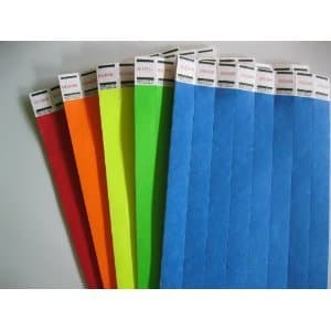 100 Rainbow Mix 20 of 5 Colors Tyvek Wristbands 3/4 Inch