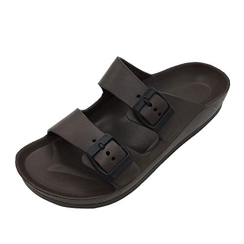 Adjustable Slip on Eva Double Buckle Slides Comfort Footbed Thong Sandals for Womens