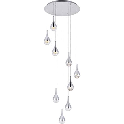 Chandeliers 9 Light Fixtures with Chrome Tone Finish Iron/Aluminum/Crystal Integrated 24" 45 Watts
