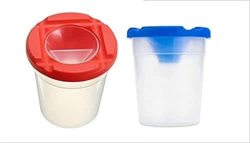 Qatalitic Colourful Non Spill Paint Pots & Lids (Set of 2) for Beginners to Professionals Art & Craft Tool