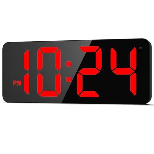 Wall Clock - LED Digital Wall Clock with Large Display, Big Digits, Auto-Dimming, Anti-Reflective Surface, 12/24Hr Format, Small Silent Wall Clock for Living Room, Bedroom, Farmhouse, Kitchen, Office