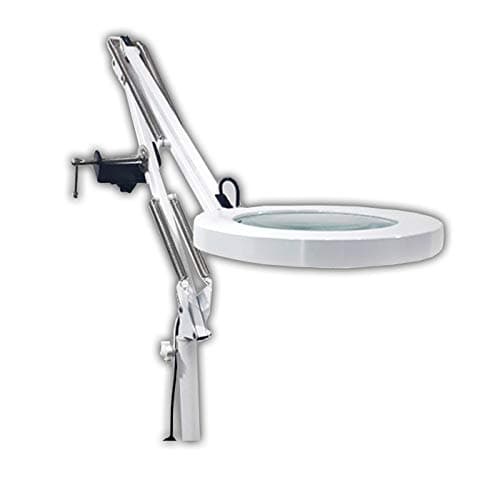 Tattoo Gizmo Floor Lamp with Magnifier Light and Floor Stand (White)