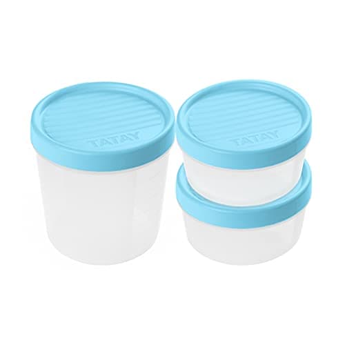 TATAY Plastic Food Containers with Lids Twist | Set of 3: 1x1L + 2x0.5L | Screw-Top Lid | Food Containers | Microwave, Dishwasher, Fridge & Freezer Safe | BPA-Free Plastic, Blue