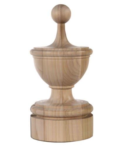 Staircase Finial Newel Post Cap FN-0107, Poplar Wood (10" H X 4 3/4" W)