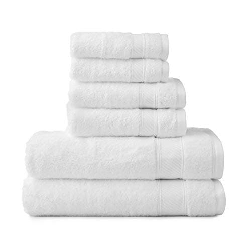 Wamsutta 6-Piece Hygro Duet Bath Towel Set Includes Washcloths,Hand Towels Bath Towels (White)