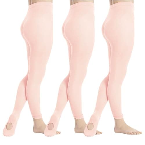 DIPUG 1/2/3 Pairs Girls' Convertible Ballet Tights/Soft Transition Dance Tight(Toddler/Kids)