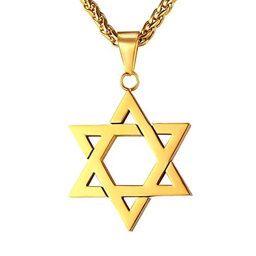 U7 Jewish Jewelry Megan Star of David Pendant Necklace Women Men Chain Black Gun Plated/18K Gold Plated/Stainless Steel Israel Necklace