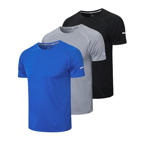 frueo Men's 1/3 Pack Workout Shirts Quick Dry Moisture Wicking Short Sleeve Mesh Athletic T-Shirts