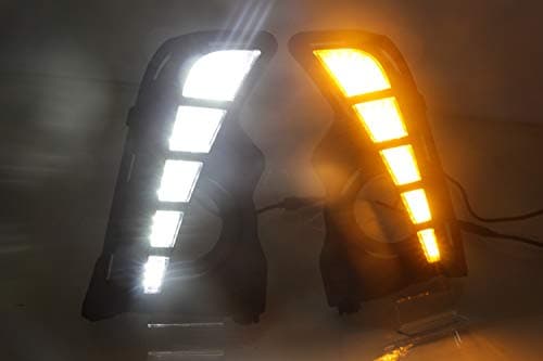 1Set White/Yellow Daytime Running Lights DRL LED Turn Signal Fog Lamps Generic fit for Toyota Highlander 2018-2019