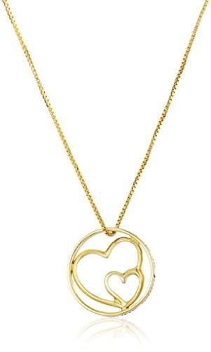 Sterling Silver with Yellow Gold Flashed "Mother and Daughters Are Joined In The Heart" Pendant Necklace, 18"