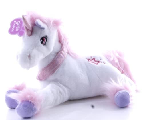 Girlie Paws 12" Fluffy Unicorn Plush Soft Toys Pink White Purple (White)