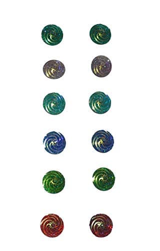 Zaffron Magnetic Scarf Brooch Round Hijab Pin Accessory (Shimmering Spirals (12 pack))
