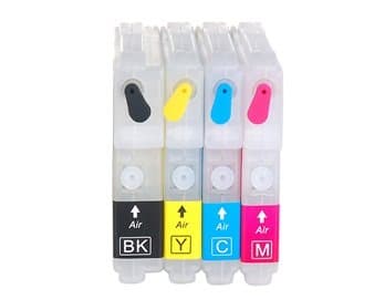 4-Color Refillable Ink Jet Cartridges for Brother LC39/ 985/ LC38/ 16/ 61/ 11/ 67/ 980/ 110 (White
