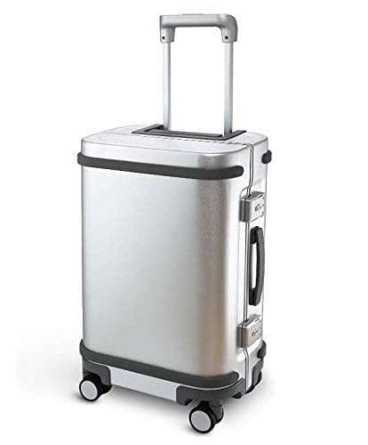 Smart Aluminum Luggage Carry On with USB and App 20 Suitcase TSA Lock Silver