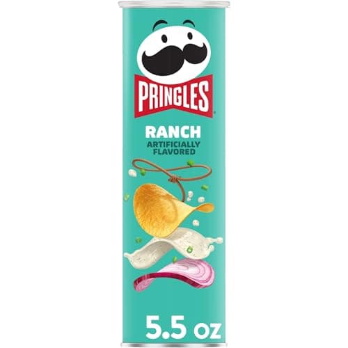 Pringles Potato Crisps Chips, Lunch Snacks, On-The-Go Snacks, Ranch, 5.5oz Can (1 Can)