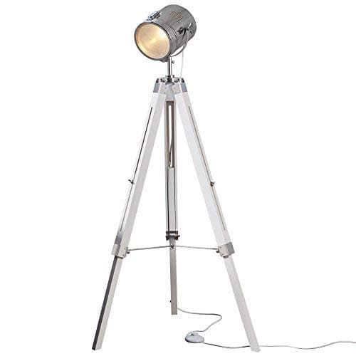 Birsppy Tripod Floor Lamp Nautical Spotlight Vintage Studio Wooden Light for Home & Office by Illuminative (White)