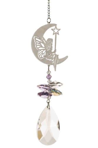 Fairy On the Moon Rainbow Making Hanging Window Crystal Suncatcher by Hanging Crystals