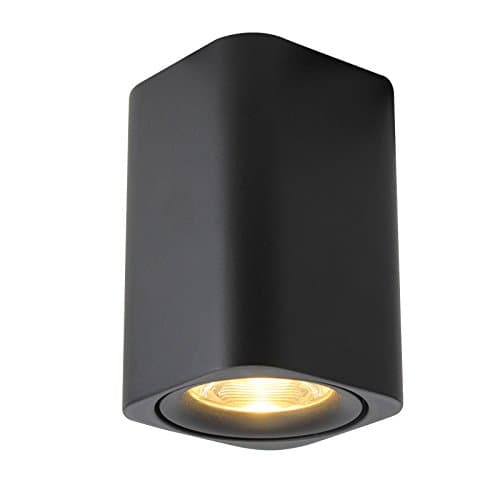 Aisilan LED Square Ceiling Spotlight Indoor Black 7W Dimmable CRI97 Aluminum Flicker-Free Monopoint Downlight for Corridor Kitchen Living Room