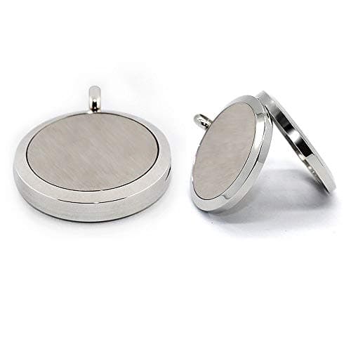 Aromatherapy Essential Oil Diffuser Locket Pendant with Free 2 PCS Chains Necklace and 12 Felt Pads by COOHAA (Evil Eyes)