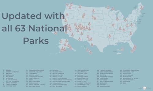 USA National Park Map (Blue 24” x 17”) - Educational National Park Poster of All 63 US National Parks – US Adventure Map Wall Art Gift - Made in the USA on Heavy-Duty Cardstock