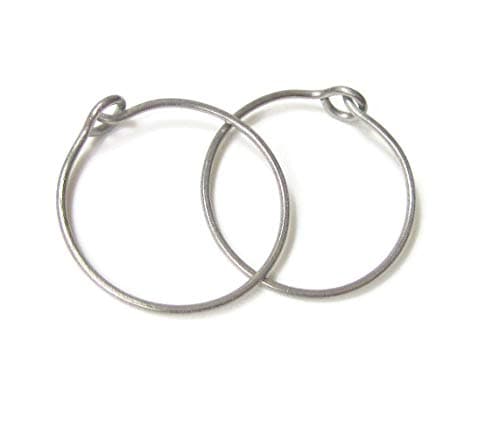 Handmade Titanium Hoop Earrings for Sensitive Ear Lobe, A Pair, Medium Size 0.7" Inch