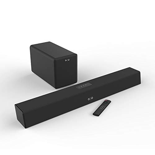 120 Watt Sound Bar with Subwoofer, MEGACRA Soundbars for TV with Bluetooth and Wired Connections, Home Theater Surround Sound, Bass Treble Adjustable, Sync Remote Design (2019 Beef Up Version)