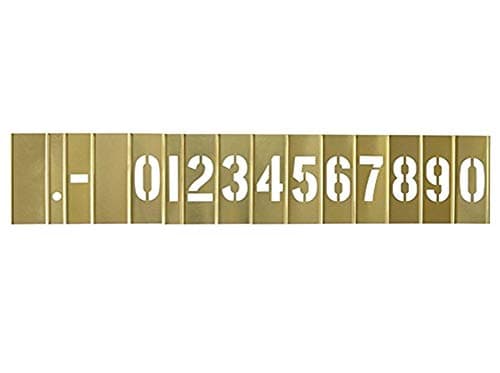 Deezio 1 Inch Brass Stencil Kit, Numbers and Punctuations Number Stencil - 15 Piece Set