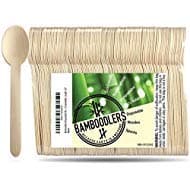 Disposable Wooden Spoons by Bamboodlers | 100% All-Natural, Eco-Friendly, Biodegradable, and Compostable - Because Earth is Awesome! Pack of 100-6.5” spoons.